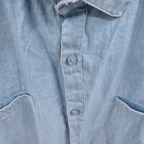 Bruno Blue Pure 100% Linen Decorative Pocket Button Down XL - Picture 3 of 11